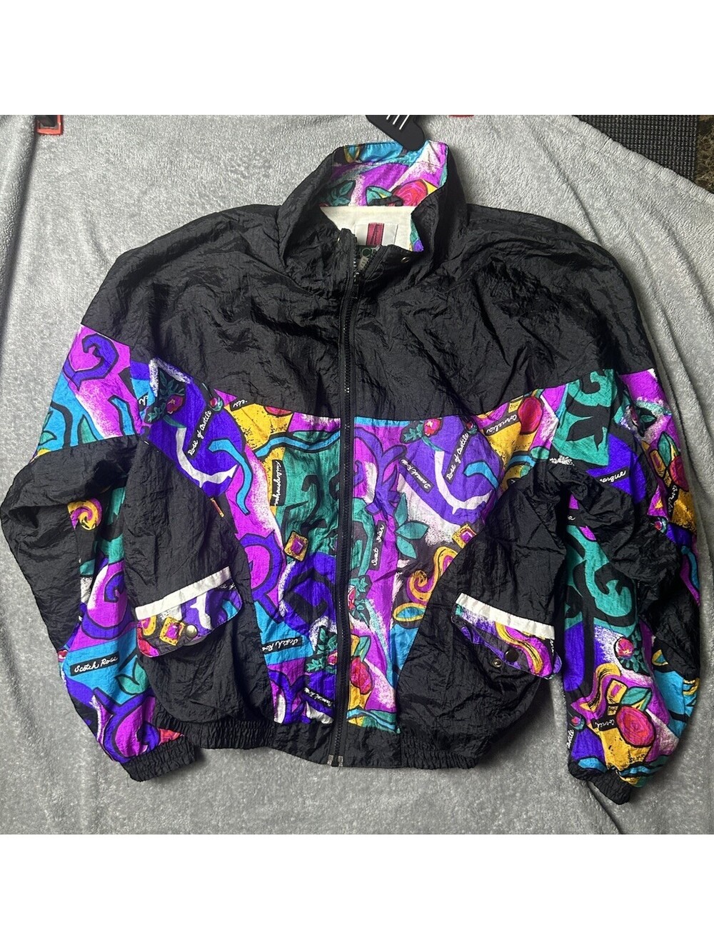 Vintage 80s 90s Active Sportswear Abstract Ski Windbreaker Jacket Large